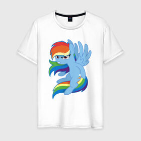 Мужская футболка хлопок с принтом Rainbow Dash Angry в Курске, 100% хлопок | прямой крой, круглый вырез горловины, длина до линии бедер, слегка спущенное плечо. | Тематика изображения на принте: friendship is magic | my little pony | rainbow dash