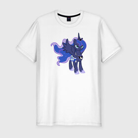 Мужская футболка премиум с принтом Princess Luna в Курске, 92% хлопок, 8% лайкра | приталенный силуэт, круглый вырез ворота, длина до линии бедра, короткий рукав | Тематика изображения на принте: friendship is magic | my little pony | princess luna