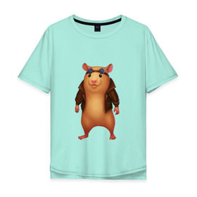Мужская футболка хлопок Oversize с принтом Хомяк в Курске, 100% хлопок | свободный крой, круглый ворот, “спинка” длиннее передней части | арт | животные | зверь | няша | смешное | хомяк | хомячок