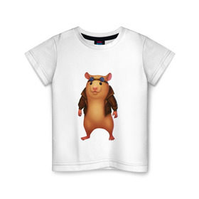 Детская футболка хлопок с принтом Хомяк в Курске, 100% хлопок | круглый вырез горловины, полуприлегающий силуэт, длина до линии бедер | Тематика изображения на принте: арт | животные | зверь | няша | смешное | хомяк | хомячок