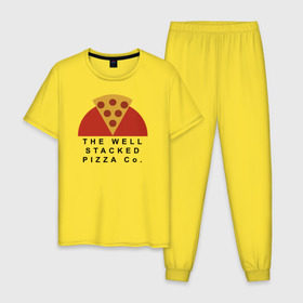 Мужская пижама хлопок с принтом The Well Stacked Pizza в Курске, 100% хлопок | брюки и футболка прямого кроя, без карманов, на брюках мягкая резинка на поясе и по низу штанин
 | grandtheftauto | lossantos | pizza | sanandreas | забегаловки в grand theft auto: san andreasgta