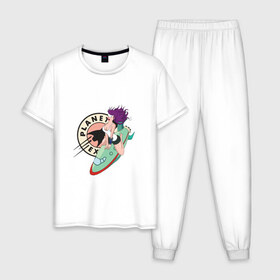 Мужская пижама хлопок с принтом Футурама в Курске, 100% хлопок | брюки и футболка прямого кроя, без карманов, на брюках мягкая резинка на поясе и по низу штанин
 | 