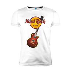 Мужская футболка премиум с принтом Hard Rock cafe в Курске, 92% хлопок, 8% лайкра | приталенный силуэт, круглый вырез ворота, длина до линии бедра, короткий рукав | гитара