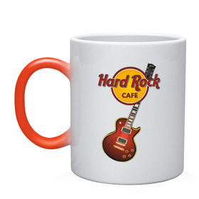 Кружка хамелеон с принтом Hard Rock cafe в Курске, керамика | меняет цвет при нагревании, емкость 330 мл | Тематика изображения на принте: гитара