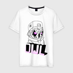 Мужская футболка хлопок с принтом OWL в Курске, 100% хлопок | прямой крой, круглый вырез горловины, длина до линии бедер, слегка спущенное плечо. | Тематика изображения на принте: 