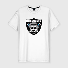 Мужская футболка премиум с принтом Heisenberg Raiders в Курске, 92% хлопок, 8% лайкра | приталенный силуэт, круглый вырез ворота, длина до линии бедра, короткий рукав | Тематика изображения на принте: breaking bad | во все тяжкие | гайзенберг | сериал