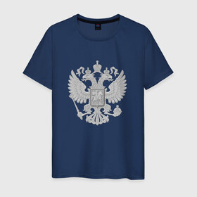 Мужская футболка хлопок с принтом Герб России в Курске, 100% хлопок | прямой крой, круглый вырез горловины, длина до линии бедер, слегка спущенное плечо. | герб | россия | рф | я русский