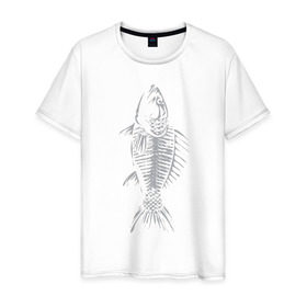 Мужская футболка хлопок с принтом Fish в Курске, 100% хлопок | прямой крой, круглый вырез горловины, длина до линии бедер, слегка спущенное плечо. | скелет