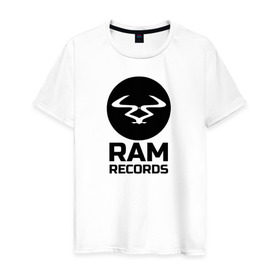Мужская футболка хлопок с принтом Ram Records Main в Курске, 100% хлопок | прямой крой, круглый вырез горловины, длина до линии бедер, слегка спущенное плечо. | drum | music | ram | records