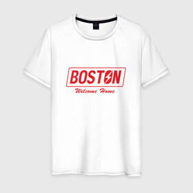 Мужская футболка хлопок с принтом Fallout Boston Red в Курске, 100% хлопок | прямой крой, круглый вырез горловины, длина до линии бедер, слегка спущенное плечо. | Тематика изображения на принте: 