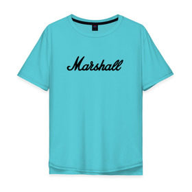 Мужская футболка хлопок Oversize с принтом Marshall logo в Курске, 100% хлопок | свободный крой, круглый ворот, “спинка” длиннее передней части | guitars | marshall | music | гитары | музыка