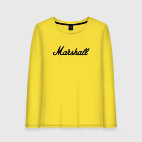 Женский лонгслив хлопок с принтом Marshall logo в Курске, 100% хлопок |  | guitars | marshall | music | гитары | музыка