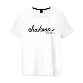 Мужская футболка хлопок с принтом Jackson logo в Курске, 100% хлопок | прямой крой, круглый вырез горловины, длина до линии бедер, слегка спущенное плечо. | guitars | jackson | music | гитары | музыка
