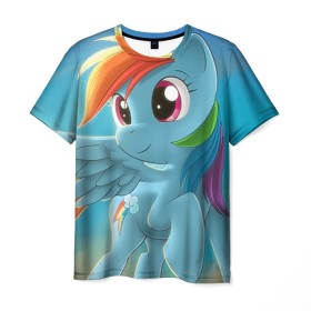 Мужская футболка 3D с принтом My littlle pony в Курске, 100% полиэфир | прямой крой, круглый вырез горловины, длина до линии бедер | littlle | littlle pony | pony | пони