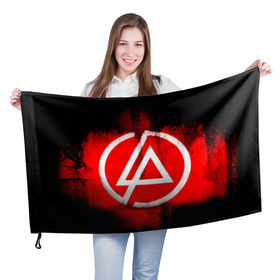 Флаг 3D с принтом Linkin Park в Курске, 100% полиэстер | плотность ткани — 95 г/м2, размер — 67 х 109 см. Принт наносится с одной стороны | linkin park | линкин парк | логотип | рок