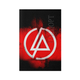 Обложка для паспорта матовая кожа с принтом Linkin Park в Курске, натуральная матовая кожа | размер 19,3 х 13,7 см; прозрачные пластиковые крепления | linkin park | линкин парк | логотип | рок
