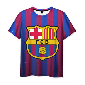 Мужская футболка 3D с принтом Барселона в Курске, 100% полиэфир | прямой крой, круглый вырез горловины, длина до линии бедер | barcelona | барса | барселона | спорт | фк | футбол