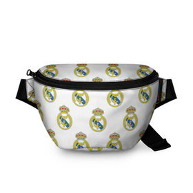 Поясная сумка 3D с принтом Real Madrid в Курске, 100% полиэстер | плотная ткань, ремень с регулируемой длиной, внутри несколько карманов для мелочей, основное отделение и карман с обратной стороны сумки застегиваются на молнию | real madrid | реал мадрид | спорт | фк | футбол