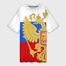 Платье-футболка 3D с принтом Флаг и герб РФ в Курске,  |  | герб | патриот | россия | рф | флаг