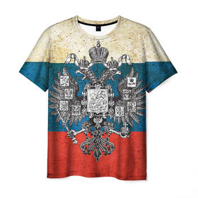 Мужская футболка 3D с принтом Россия в Курске, 100% полиэфир | прямой крой, круглый вырез горловины, длина до линии бедер | герб | патриот | россия | рф | флаг