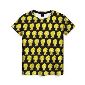 Женская футболка 3D с принтом Лиза Симпсон в Курске, 100% полиэфир ( синтетическое хлопкоподобное полотно) | прямой крой, круглый вырез горловины, длина до линии бедер | simpsons | лиза | симпсоны