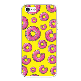 Чехол для iPhone 5/5S матовый с принтом Пончики в Курске, Силикон | Область печати: задняя сторона чехла, без боковых панелей | donut | simpsons | паттерн | пончик