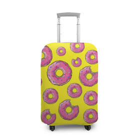 Чехол для чемодана 3D с принтом Пончики в Курске, 86% полиэфир, 14% спандекс | двустороннее нанесение принта, прорези для ручек и колес | donut | simpsons | паттерн | пончик