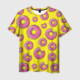 Мужская футболка 3D с принтом Пончики в Курске, 100% полиэфир | прямой крой, круглый вырез горловины, длина до линии бедер | donut | simpsons | паттерн | пончик