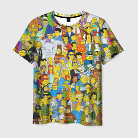 Мужская футболка 3D с принтом Симпсоны в Курске, 100% полиэфир | прямой крой, круглый вырез горловины, длина до линии бедер | Тематика изображения на принте: гомер