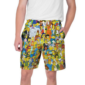 Мужские шорты 3D с принтом Симпсоны в Курске,  полиэстер 100% | прямой крой, два кармана без застежек по бокам. Мягкая трикотажная резинка на поясе, внутри которой широкие завязки. Длина чуть выше колен | гомер