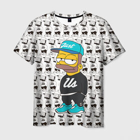 Мужская футболка 3D с принтом Барт Симпсон в Курске, 100% полиэфир | прямой крой, круглый вырез горловины, длина до линии бедер | bart |   |  bart simpson |  jo jo |  simpsons |  the simpsons |  симпсоны | барт | барт симпсон | джо джо