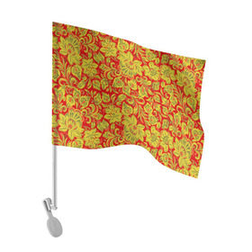 Флаг для автомобиля с принтом Хохлома в Курске, 100% полиэстер | Размер: 30*21 см | роспись | узор | хохлома
