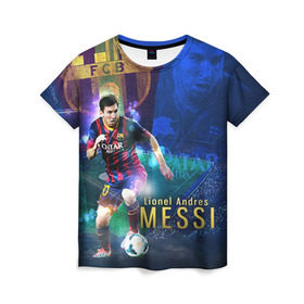 Женская футболка 3D с принтом Messi в Курске, 100% полиэфир ( синтетическое хлопкоподобное полотно) | прямой крой, круглый вырез горловины, длина до линии бедер | месси