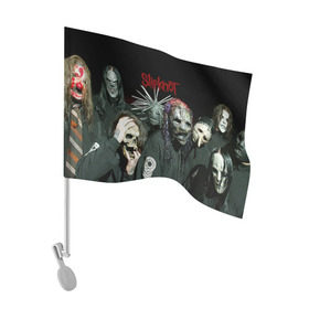 Флаг для автомобиля с принтом Slipknot в Курске, 100% полиэстер | Размер: 30*21 см | deth | rock | slipknot | маска | мрак | рок | слипнот