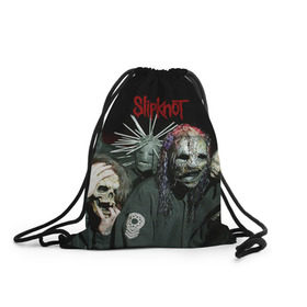 Рюкзак-мешок 3D с принтом Slipknot в Курске, 100% полиэстер | плотность ткани — 200 г/м2, размер — 35 х 45 см; лямки — толстые шнурки, застежка на шнуровке, без карманов и подкладки | deth | rock | slipknot | маска | мрак | рок | слипнот