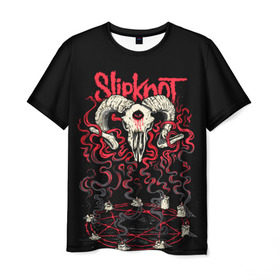 Мужская футболка 3D с принтом Slipknot в Курске, 100% полиэфир | прямой крой, круглый вырез горловины, длина до линии бедер | deth | rock | slipknot | баран | маска | мрак | рок | слипнот | череп