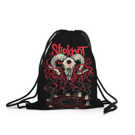 Рюкзак-мешок 3D с принтом Slipknot в Курске, 100% полиэстер | плотность ткани — 200 г/м2, размер — 35 х 45 см; лямки — толстые шнурки, застежка на шнуровке, без карманов и подкладки | deth | rock | slipknot | баран | маска | мрак | рок | слипнот | череп