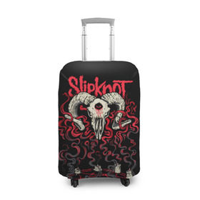 Чехол для чемодана 3D с принтом Slipknot в Курске, 86% полиэфир, 14% спандекс | двустороннее нанесение принта, прорези для ручек и колес | deth | rock | slipknot | баран | маска | мрак | рок | слипнот | череп