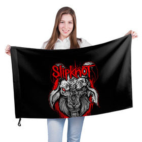 Флаг 3D с принтом Slipknot в Курске, 100% полиэстер | плотность ткани — 95 г/м2, размер — 67 х 109 см. Принт наносится с одной стороны | deth | rock | slipknot | маска | мрак | рок | слипнот | череп