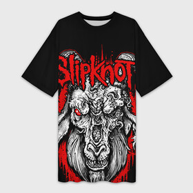 Платье-футболка 3D с принтом Slipknot в Курске,  |  | deth | rock | slipknot | маска | мрак | рок | слипнот | череп