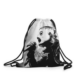Рюкзак-мешок 3D с принтом Slipknot в Курске, 100% полиэстер | плотность ткани — 200 г/м2, размер — 35 х 45 см; лямки — толстые шнурки, застежка на шнуровке, без карманов и подкладки | rock | slipknot | маска | мрак | рок | слипнот