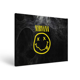 Холст прямоугольный с принтом Nirvana в Курске, 100% ПВХ |  | cobain | curt | nirvana | rock | smile | кобейн | курт | рок | смайл