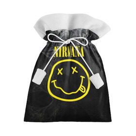 Подарочный 3D мешок с принтом Nirvana в Курске, 100% полиэстер | Размер: 29*39 см | Тематика изображения на принте: cobain | curt | nirvana | rock | smile | кобейн | курт | рок | смайл