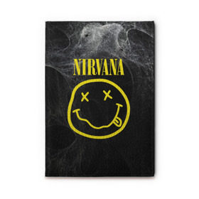 Обложка для автодокументов с принтом Nirvana в Курске, натуральная кожа |  размер 19,9*13 см; внутри 4 больших “конверта” для документов и один маленький отдел — туда идеально встанут права | cobain | curt | nirvana | rock | smile | кобейн | курт | рок | смайл