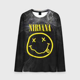 Мужской лонгслив 3D с принтом Nirvana в Курске, 100% полиэстер | длинные рукава, круглый вырез горловины, полуприлегающий силуэт | cobain | curt | nirvana | rock | smile | кобейн | курт | рок | смайл