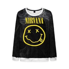 Мужской свитшот 3D с принтом Nirvana в Курске, 100% полиэстер с мягким внутренним слоем | круглый вырез горловины, мягкая резинка на манжетах и поясе, свободная посадка по фигуре | cobain | curt | nirvana | rock | smile | кобейн | курт | рок | смайл