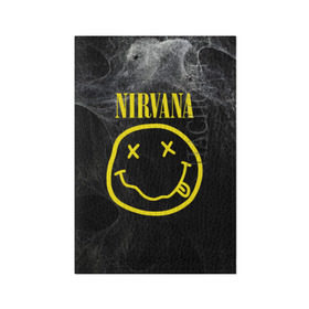 Обложка для паспорта матовая кожа с принтом Nirvana в Курске, натуральная матовая кожа | размер 19,3 х 13,7 см; прозрачные пластиковые крепления | Тематика изображения на принте: cobain | curt | nirvana | rock | smile | кобейн | курт | рок | смайл