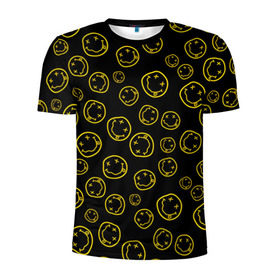 Мужская футболка 3D спортивная с принтом Nirvana в Курске, 100% полиэстер с улучшенными характеристиками | приталенный силуэт, круглая горловина, широкие плечи, сужается к линии бедра | Тематика изображения на принте: cobain | curt | nirvana | rock | smile | кобейн | курт | рок | смайл