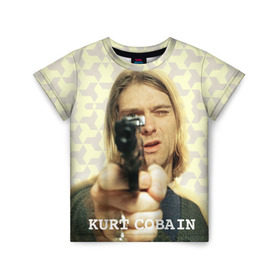Детская футболка 3D с принтом Nirvana в Курске, 100% гипоаллергенный полиэфир | прямой крой, круглый вырез горловины, длина до линии бедер, чуть спущенное плечо, ткань немного тянется | Тематика изображения на принте: cobain | curt | nirvana | rock | кобейн | курт | рок