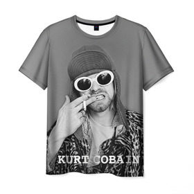 Мужская футболка 3D с принтом Nirvana в Курске, 100% полиэфир | прямой крой, круглый вырез горловины, длина до линии бедер | Тематика изображения на принте: cobain | curt | nirvana | rock | кобейн | курт | рок